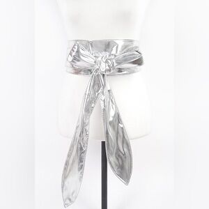Metallic Vegan Leather Obi Statement Belt